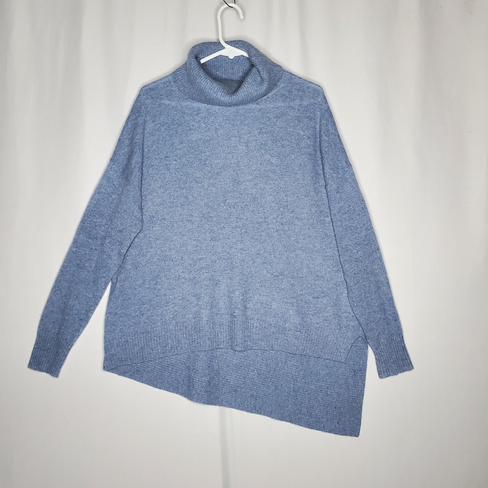 Vertical Design Cashmere Turtleneck Sweater Women Large Asymmetrical Long Sleeve